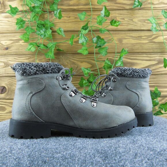 Cliffs by White Mountain Peyton Women Ankle Boots Boots Gray Fabric Lace Up Sz 8 - Picture 7 of 11